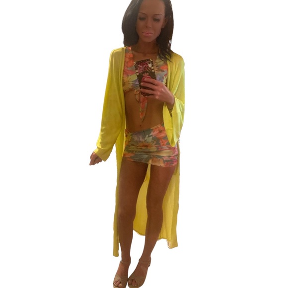 Forever 21 Bright Yellow Extra Long Summer Sweater - Picture 1 of 5